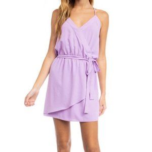 Naked Zebra Surplice Tie Waist Racerback Mini Dress Purple Size Medium NWT